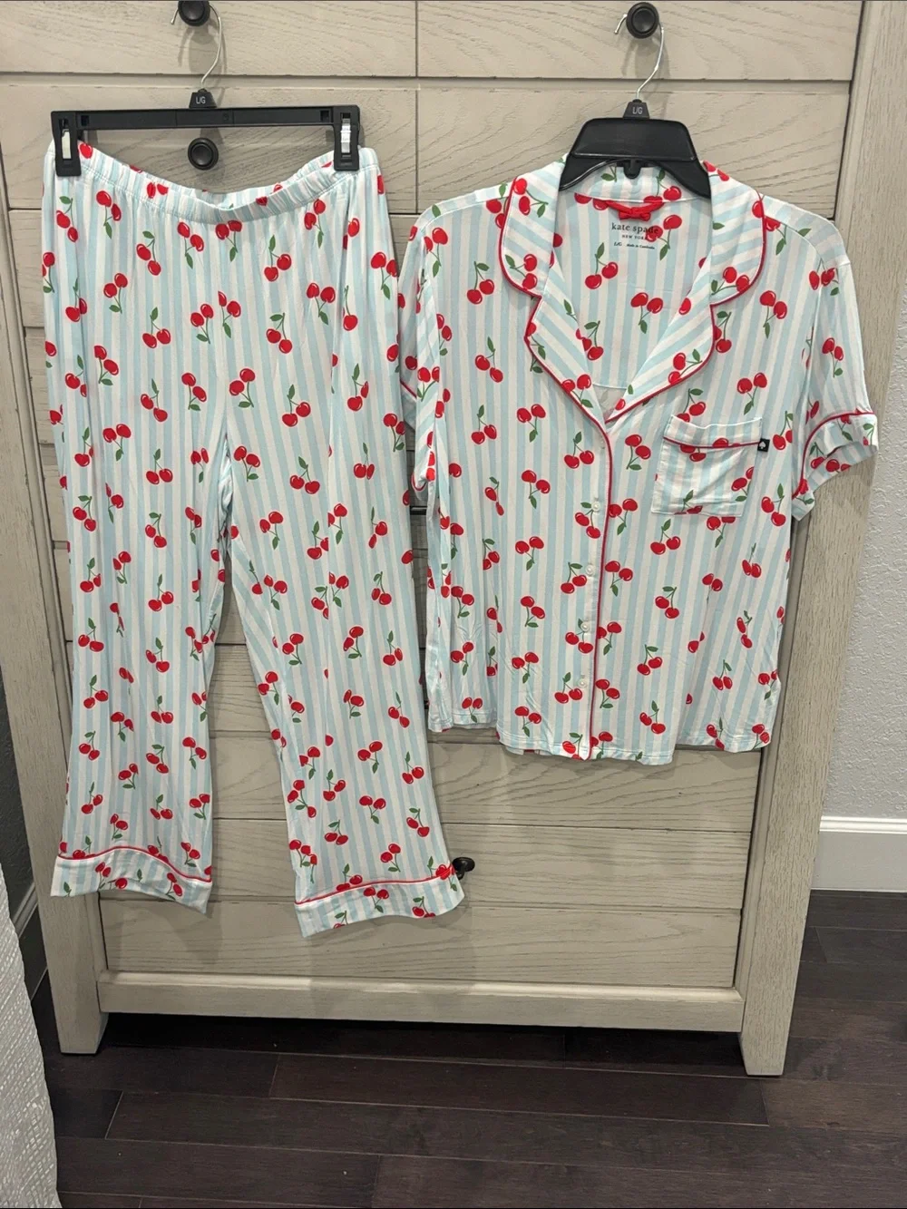 kate spade Cherry Print Short-Sleeve Pajama Set - White/Red/Green